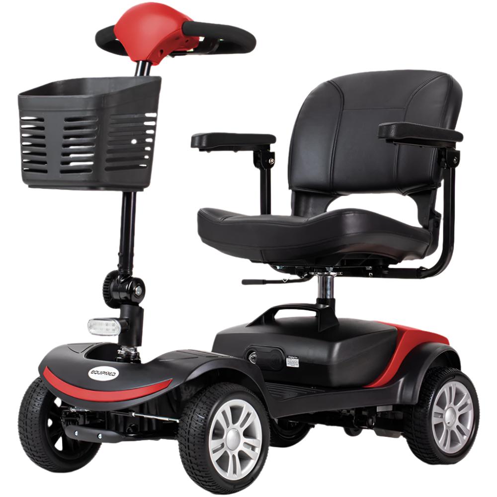 Equipmed Freeroam+ Mid Sized Foldable Electric Lithium Mobility Scooter Red