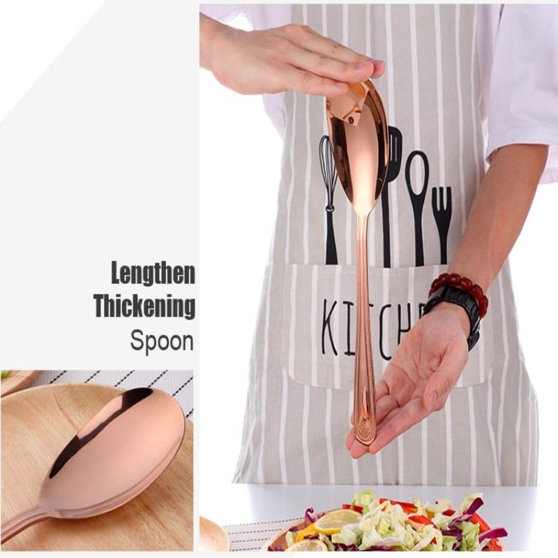 Rose Gold Stainless Steel Giant Salad Spoon And Fork Set Kitchenware