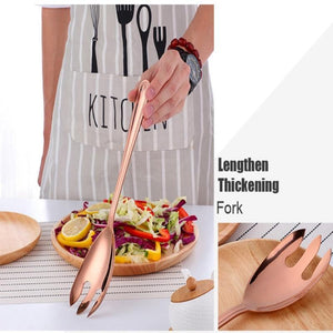 Rose Gold Stainless Steel Giant Salad Spoon And Fork Set Kitchenware