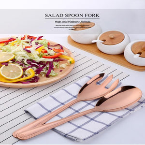 Rose Gold Stainless Steel Giant Salad Spoon And Fork Set Kitchenware