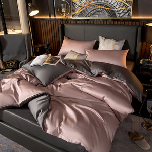 Duvet Comforter Set Uk King Pink Deep Grey Egyptian Cotton Thick Blanket Bedspread