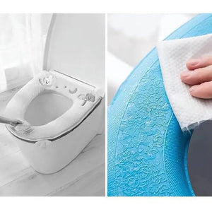 Toilet Seat Cover Blue Washable Mat Bathroom Pad Cushion Bidet Accessories