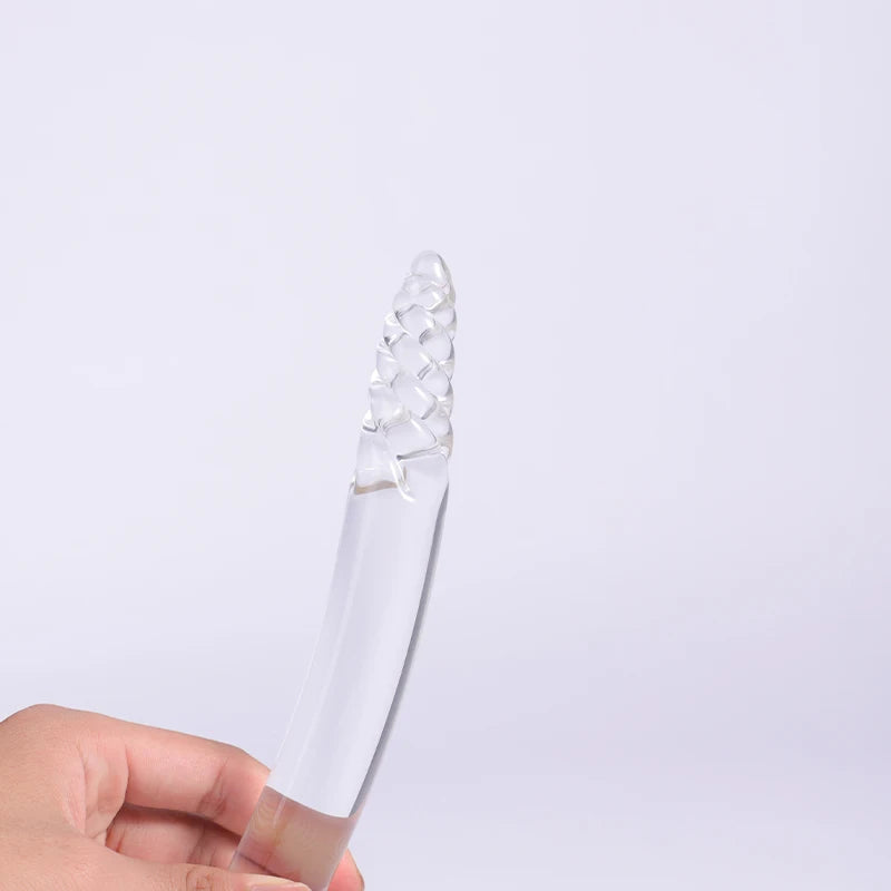 Black Wolf Pyrex Glass Dildo With Crystal Anal Butt Plug Spot Masturbation Adult Sex Toys