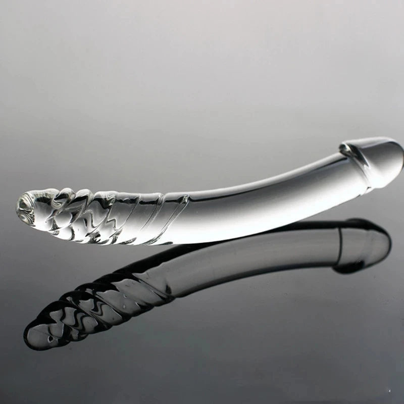 Black Wolf Pyrex Glass Dildo With Crystal Anal Butt Plug Spot Masturbation Adult Sex Toys