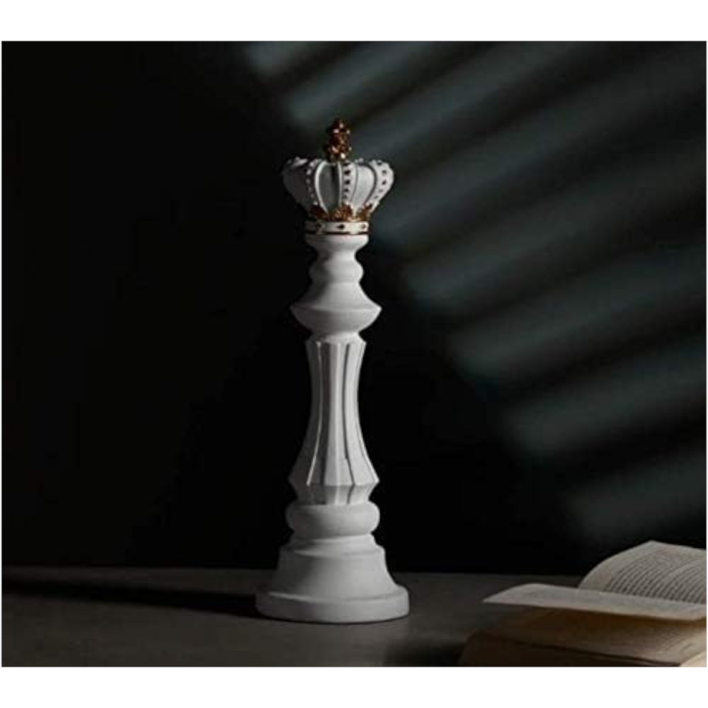 Figurine Chess Piece White King Medium Resin Living Room Decoration Accessory
