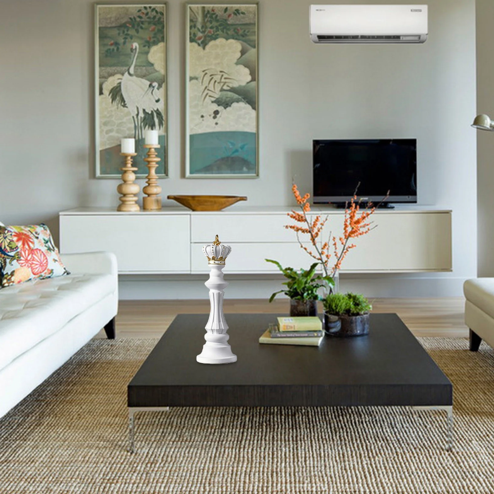 Figurine Chess Piece White King Medium Resin Living Room Decoration Accessory