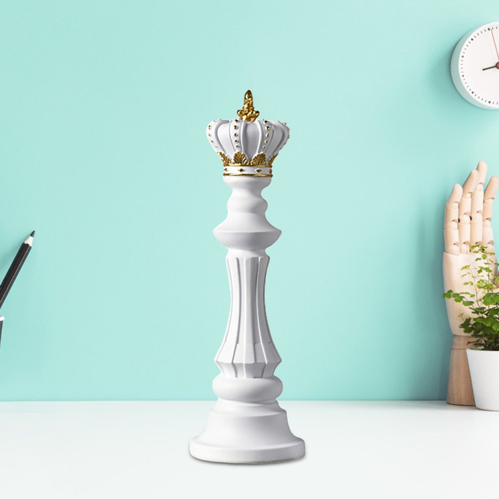 Figurine Chess Piece White King Medium Resin Living Room Decoration Accessory