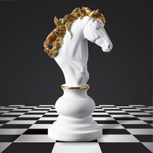 Figurine Chess Piece White Knight Medium Resin Living Room Desktop Decoration