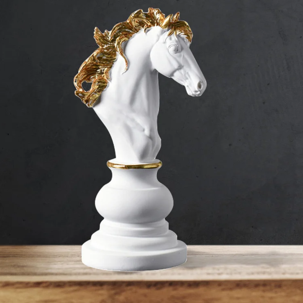 Figurine Chess Piece White Knight Medium Resin Living Room Desktop Decoration