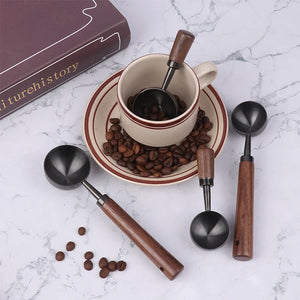 Household Walnut Handle Coffee Spoon Long Short Stainless Steel Baking Tools