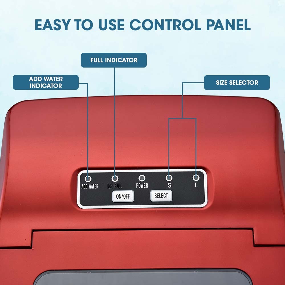 Polycool 2L Ice Cube Maker Machine Automatic With Control Panel Red