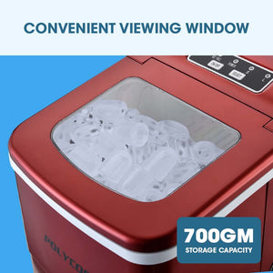 Polycool 2L Ice Cube Maker Machine Automatic With Control Panel Red
