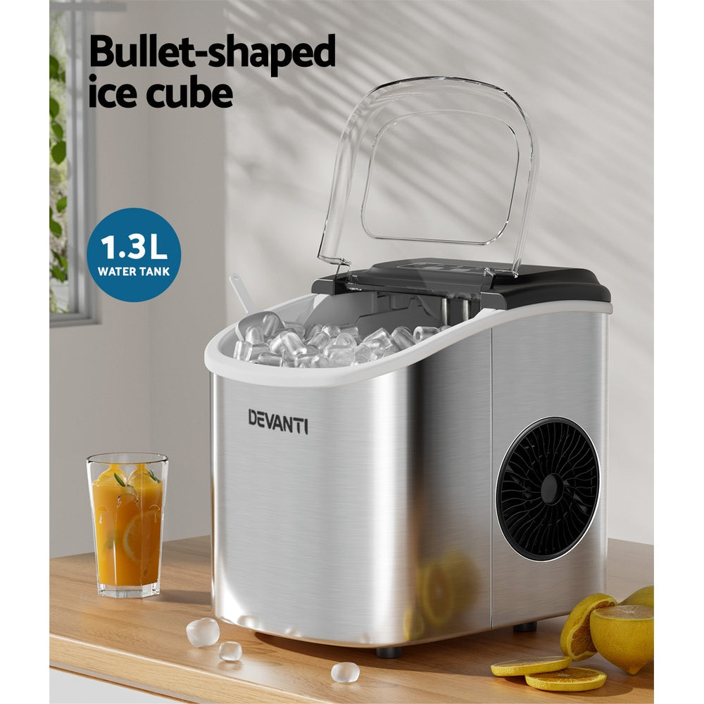 Devanti 12Kg Ice Maker Machine W/Self Cleaning Silver