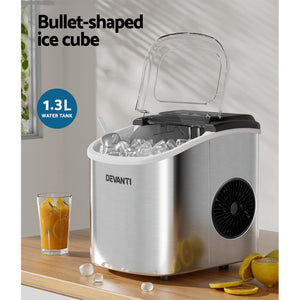 Devanti 12Kg Ice Maker Machine W/Self Cleaning Silver