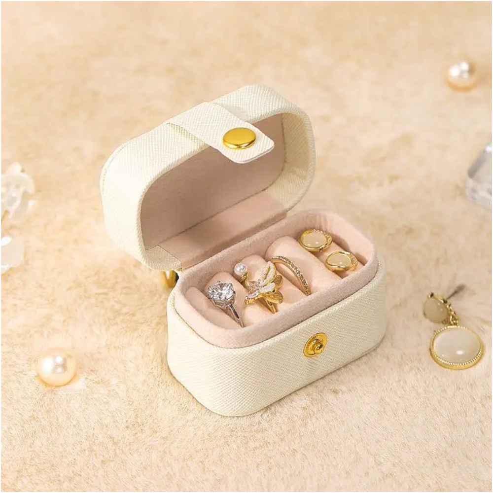 Veile Studios Jewelry Storage Mini Ring Box Portable Organizer Display Travel Gift Case Leather Holder