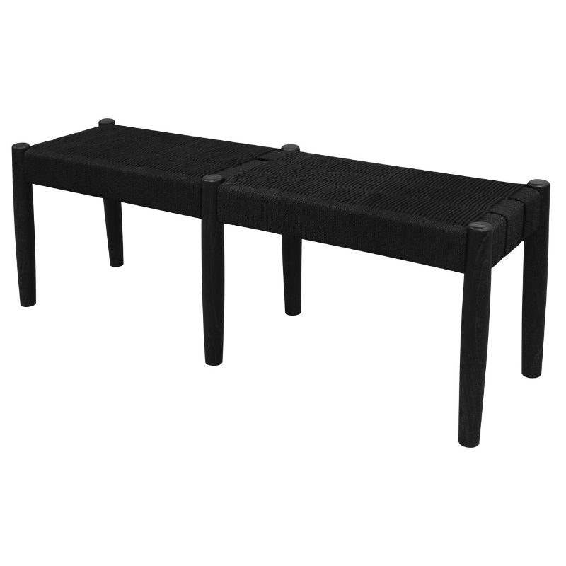 Kelly Loom Oak Bench (Black)