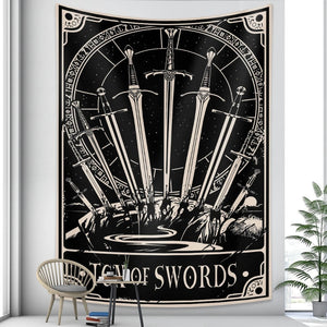 Tapestry Black Swords 230X180 Cm Tarot Card Psychedelic Scene Art Decoration