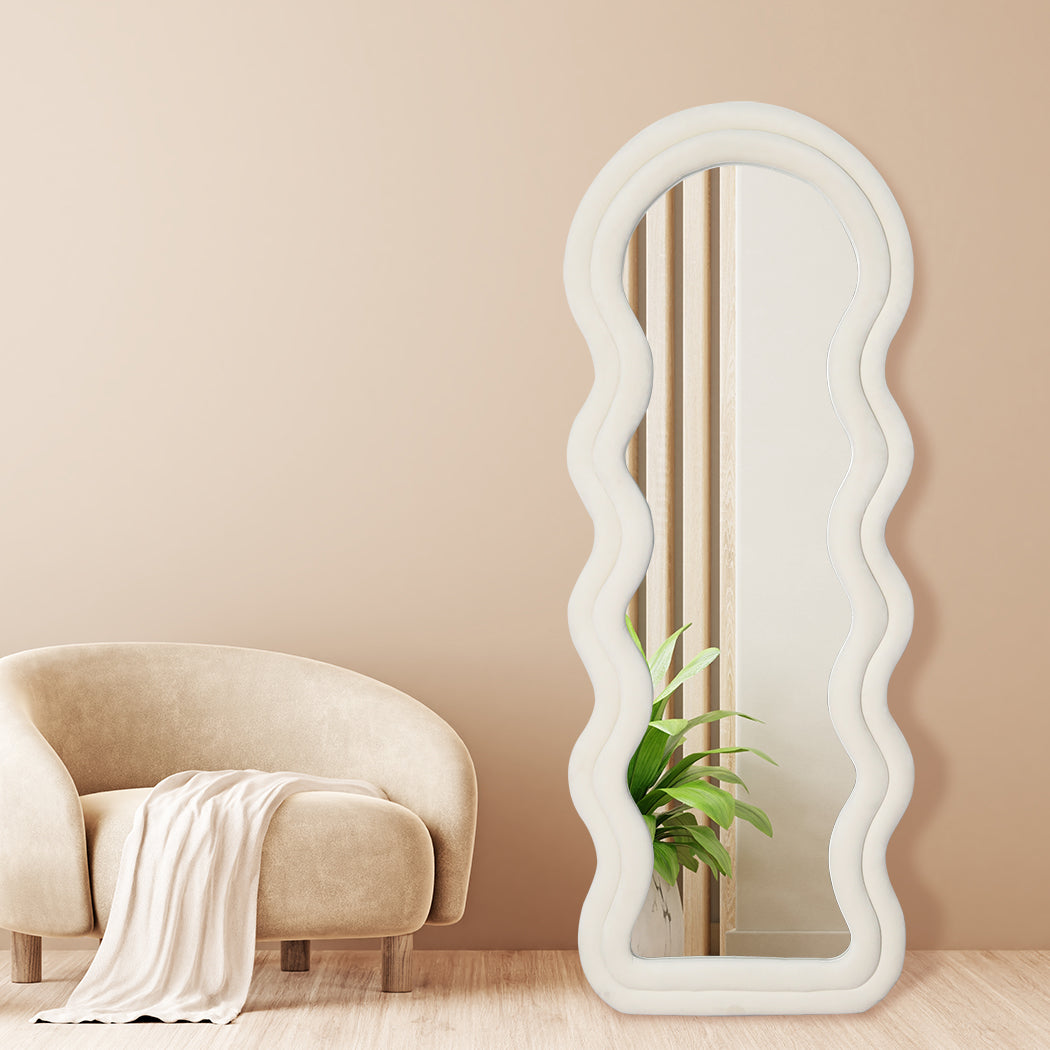 Yezi Full Length Mirror 1.6M Floor Standing Wavy Art Frame White
