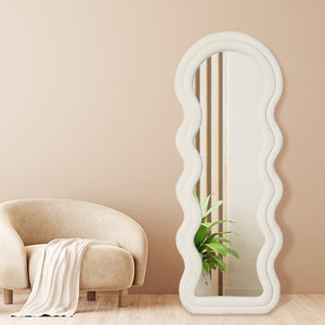 Yezi Full Length Mirror 1.6M Floor Standing Wavy Art Frame White