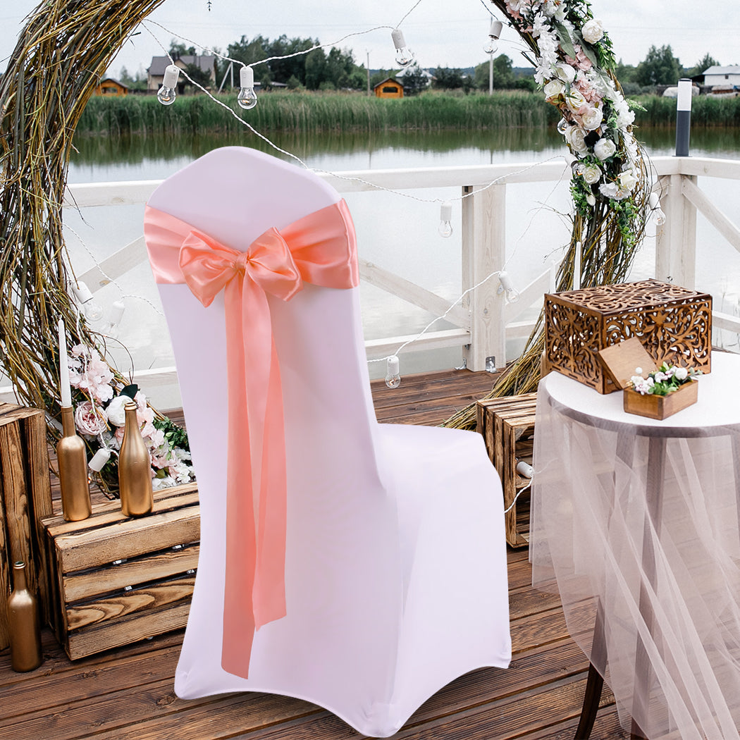 50X Satin Chair Sashes Cloth Cover Wedding Coral