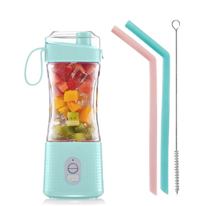 Mini Juicer Light Blue Portable Blender 380Ml Rechargeable Bottle Shaker