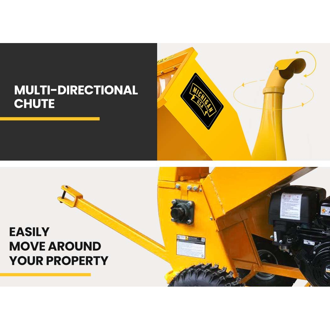 Michigan 18Hp Wood Chipper Garden Shredder Mulcher Tree Petrol Commercial Branch