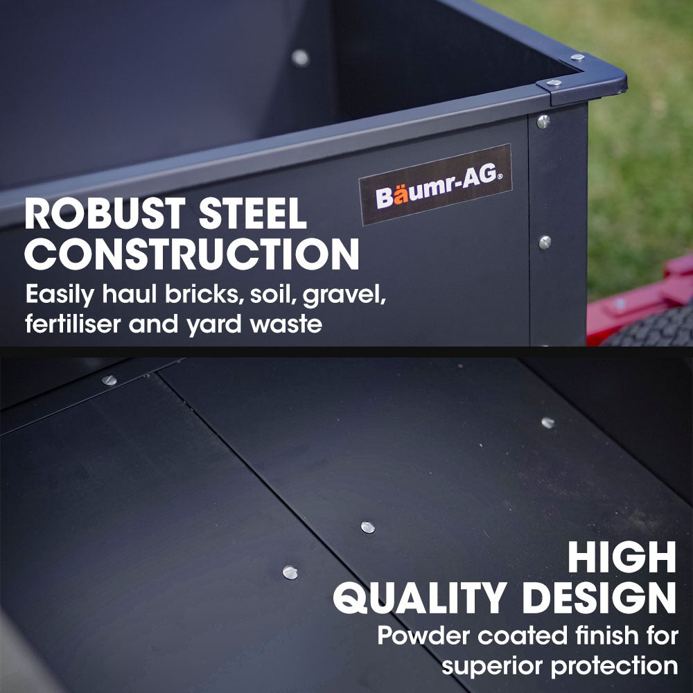 Baumr Ag Baumr-Ag 270Kg Capacity Metal Dump Cart For Ride On Mower