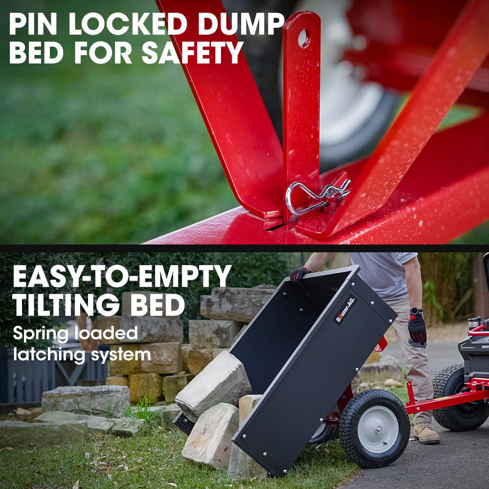 Baumr Ag Baumr-Ag 270Kg Capacity Metal Dump Cart For Ride On Mower