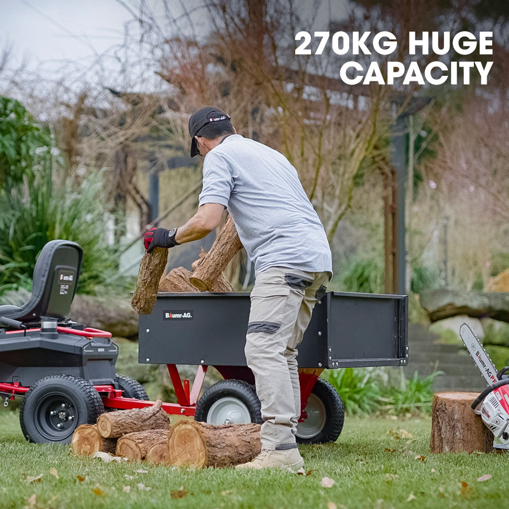 Baumr Ag Baumr-Ag 270Kg Capacity Metal Dump Cart For Ride On Mower
