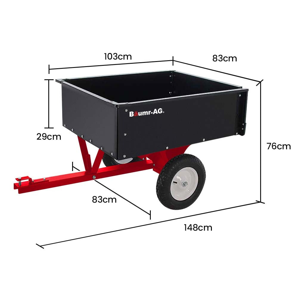 Baumr Ag Baumr-Ag 270Kg Capacity Metal Dump Cart For Ride On Mower