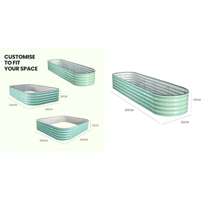 Plantcraft My Farm 320 X 80 42Cm Raised Garden Bed Oval Corrugated Metal Light Green