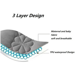 Mattress Cover Gray Waterproof Quilted Fitted Bed Sheet 90Cm X 200Cm