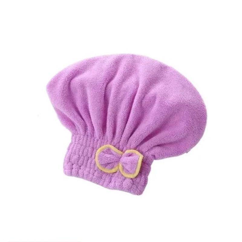 Purple Microfibre Quick Hair Drying Bath Spa Towels For Womens Shower Hat