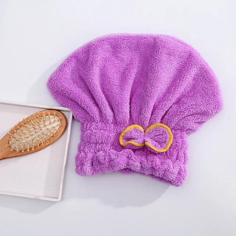 Purple Microfibre Quick Hair Drying Bath Spa Towels For Womens Shower Hat