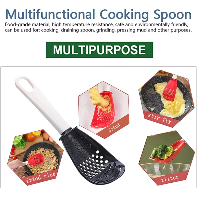 Multifunctional Slotted Spoon Cooking For Grinding And Stir Frying Kitchen Gadget