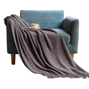 130 By 230 Centimetre Dark Gray Blanket Home Decorative Knitted Waffle Throw