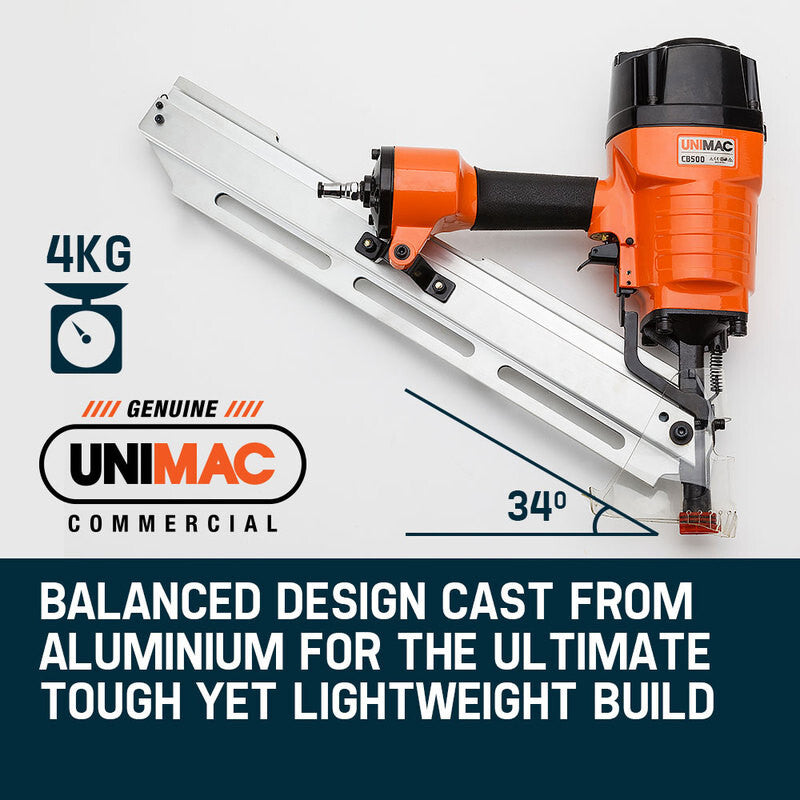 Unimac Construction Framing Nail Gun - Heavy Duty Air Nailer Pneumatic