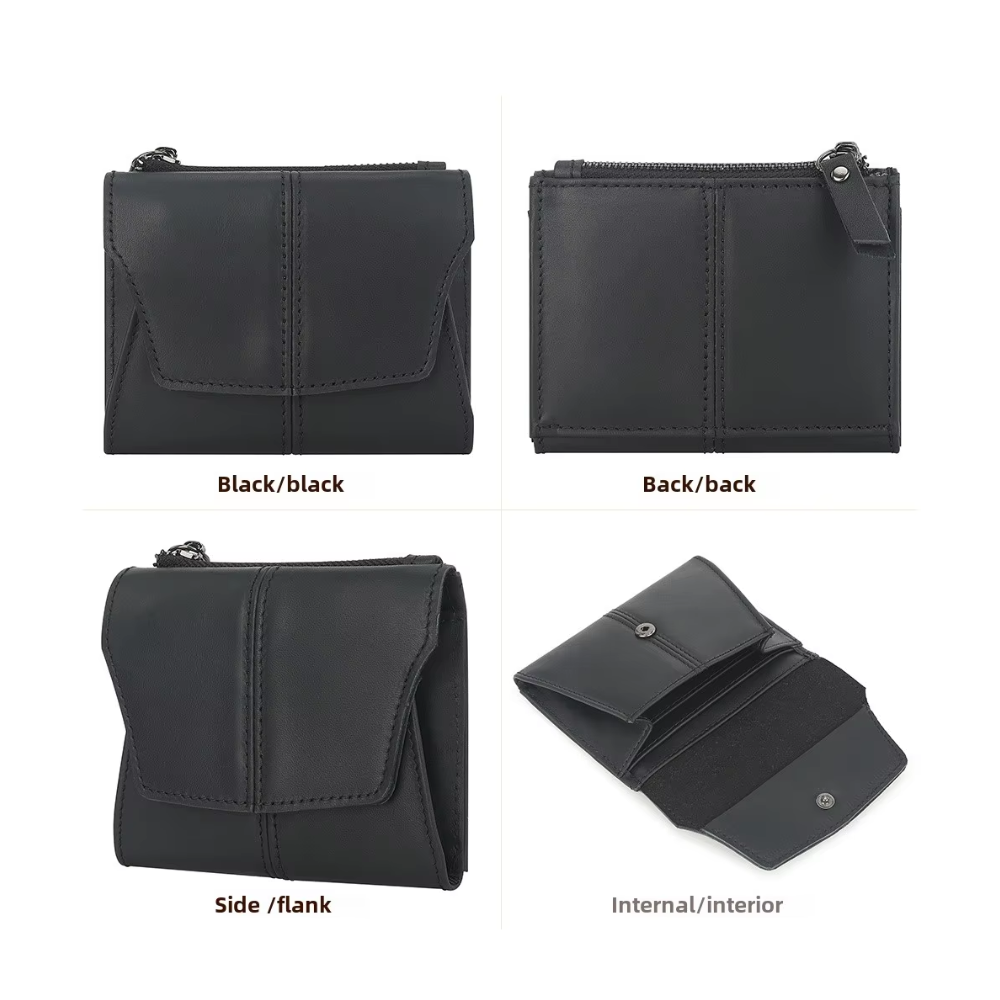 Black Genuine Leather Women's Wallet Multifunctional Coin & Card Holder Fashionable Box In Top Grade Cowhide