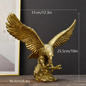 Home Figurine Golden Eagle Statue Large Resin For Living Room Desktop Decoration