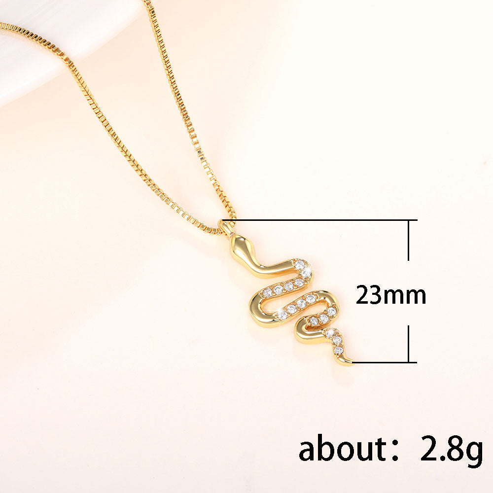 Veile Studios Fashion Lady Snake Pendant Necklace With Zirconia Stylish Party Accessories