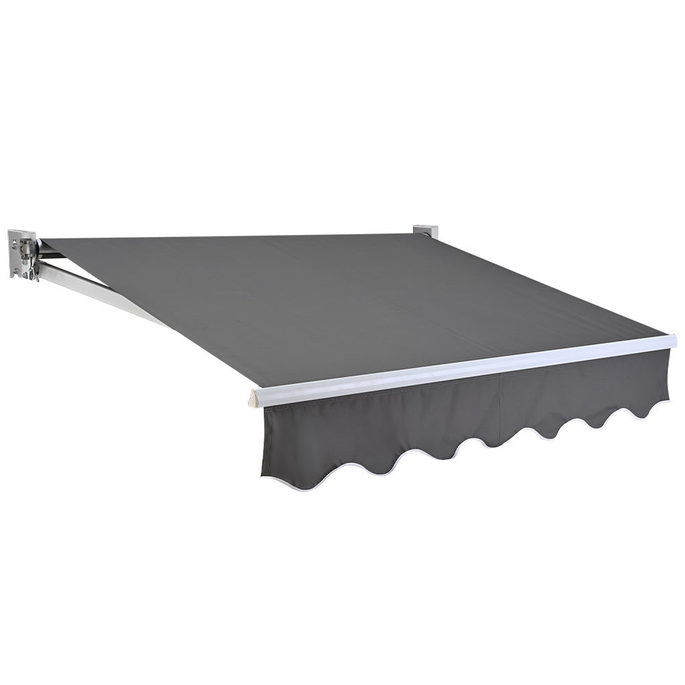 Shade Shield 2 X 1.5M Retractable Grey Folding Arm Awning Powder Coated 6063 Aluminium With Hand Crank For Outdoor Patio
