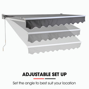 Shade Shield 3X2.5M Retractable Folding Arm Awning Powder Coated 6063 Aluminium With Hand Crank For Outdoor Patio