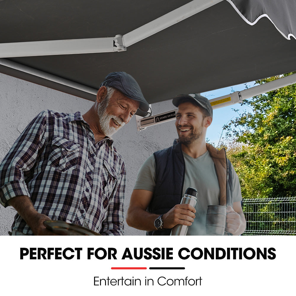 Shade Shield 3X2.5M Retractable Folding Arm Awning Powder Coated 6063 Aluminium With Hand Crank For Outdoor Patio