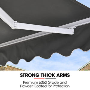 Shade Shield 4X2.5M Retractable Folding Arm Awning Powder Coated 6063 Aluminium With Hand Crank For Outdoor Patio