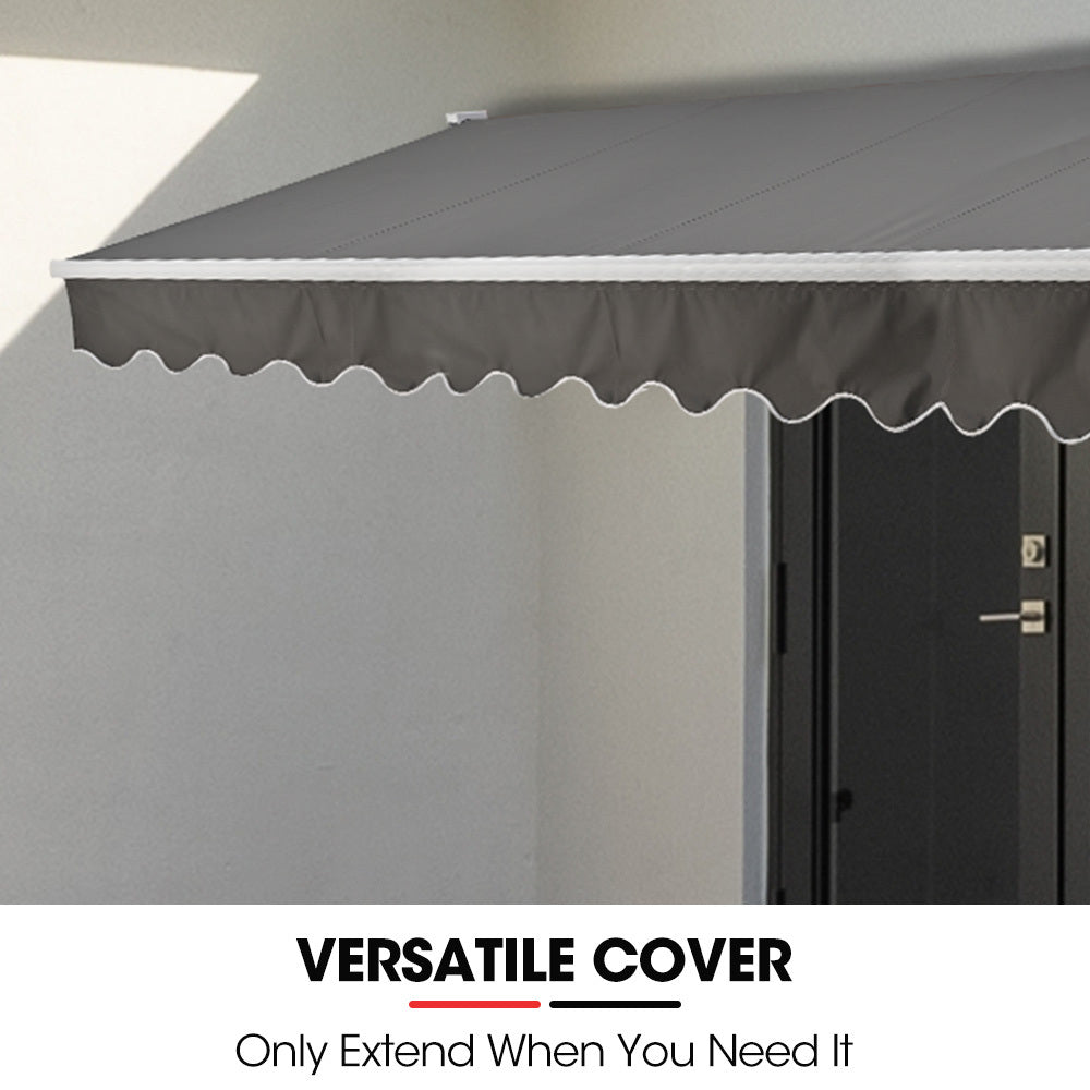 Shade Shield 4X2.5M Retractable Folding Arm Awning Powder Coated 6063 Aluminium With Hand Crank For Outdoor Patio