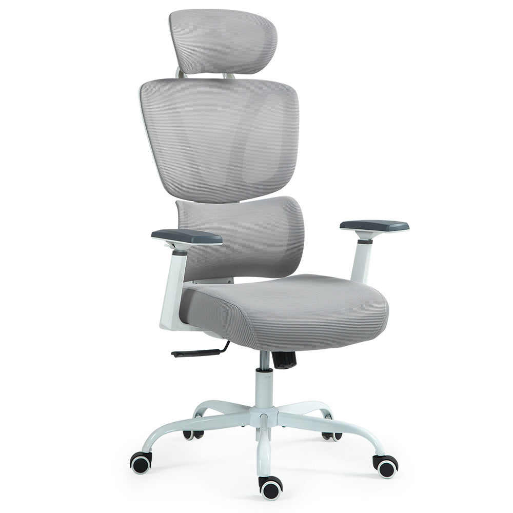 Fortia Ergonomic Office Desk Chair Coolmesh Fabric Lumbar Support Headrest Armrest And Recline White Mesh/Grey Frame