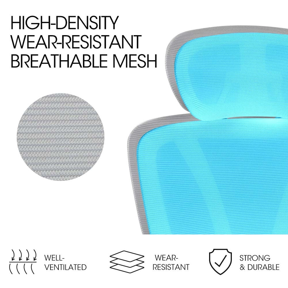 Fortia Ergonomic Office Desk Chair Coolmesh Fabric Lumbar Support Headrest Armrest And Recline White Mesh/Grey Frame