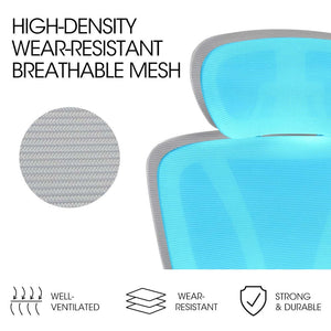 Fortia Ergonomic Office Desk Chair Coolmesh Fabric Lumbar Support Headrest Armrest And Recline White Mesh/Grey Frame