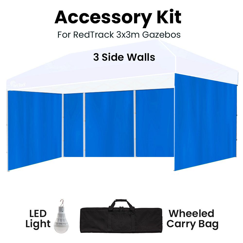 Red Track Accessory Pack For 6X3m Blue Gazebo Includes Walls Wheeled Carry Bag Rechargeable Usb Lamp