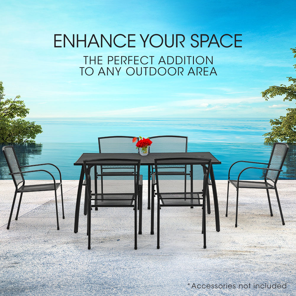 Fortia 7Pc Outdoor Dining Furniture Setting Table And Chairs Outside With E Coating